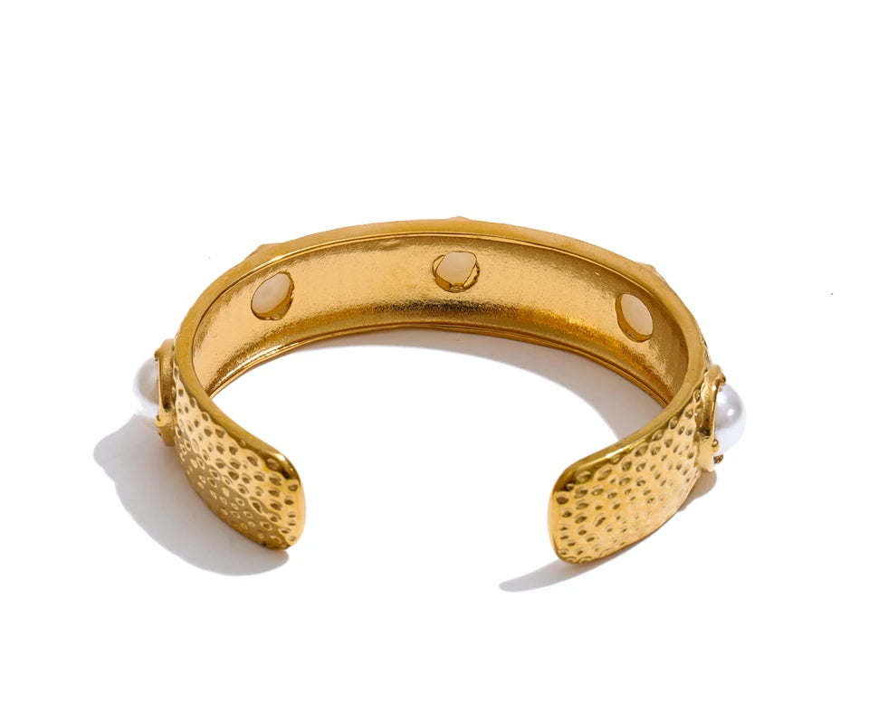 Pearl Geometric Bracelet — Gold-Plated Stainless Steel with Pearl · PS1399