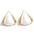 Black pearl geometric earrings in gold-plated stainless steel with pearl.