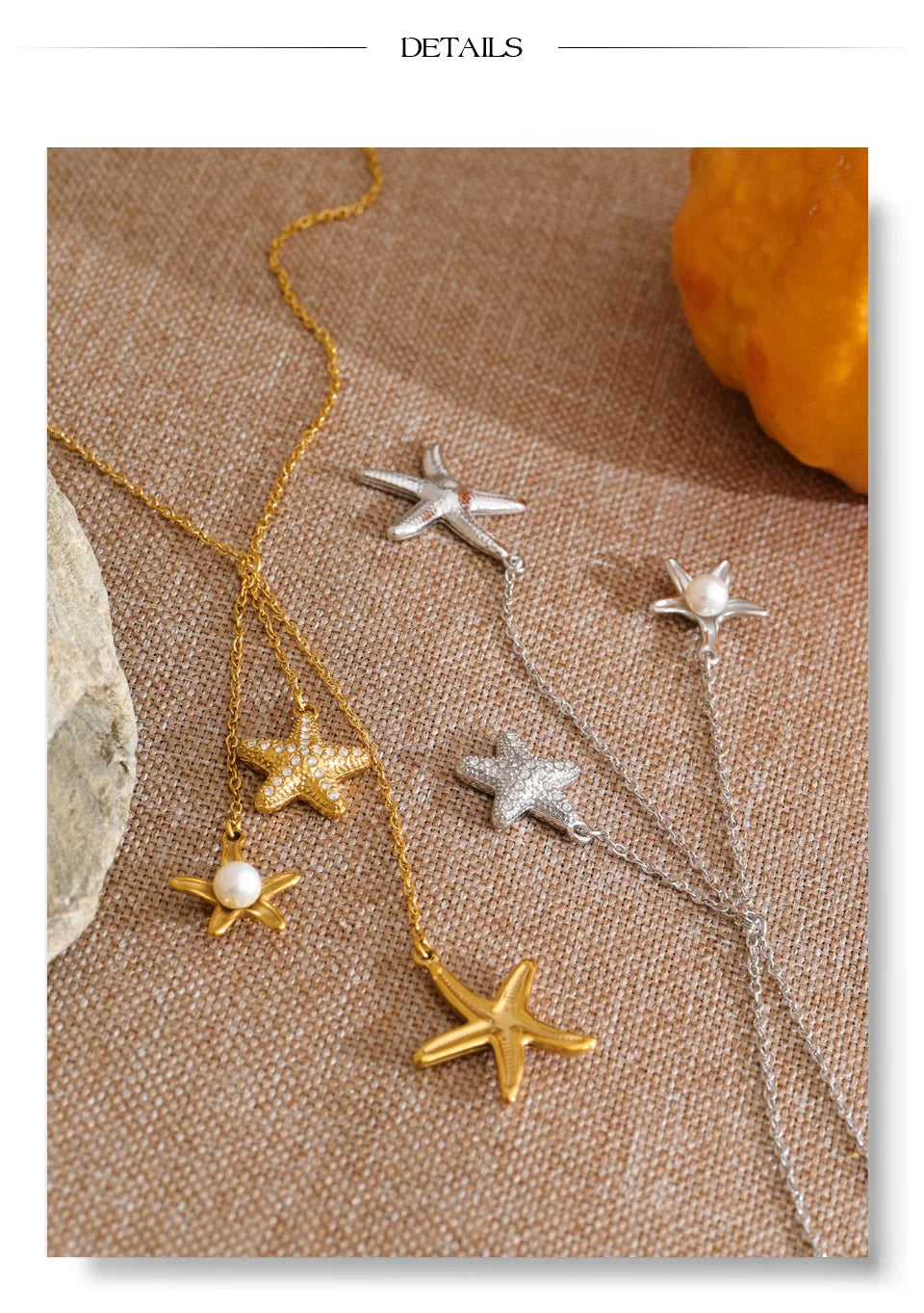 Cubic zirconia pearl shell necklace in gold-plated stainless steel with pearl and cubic zirconia.