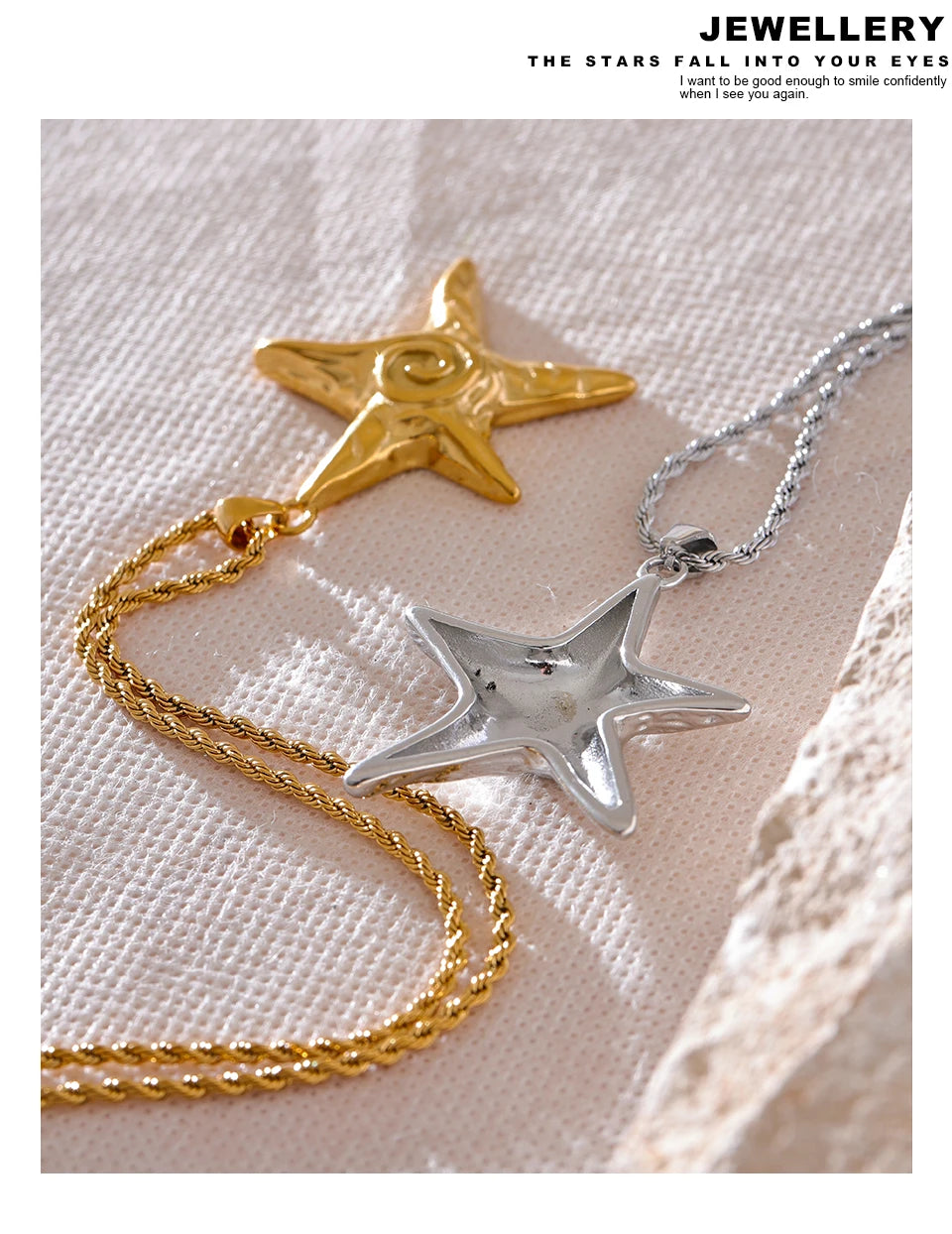 Star necklace in gold-plated 316L stainless steel.