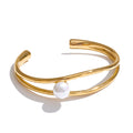 Pearl Geometric Bracelet — Gold-Plated Stainless Steel with Pearl · PS1718