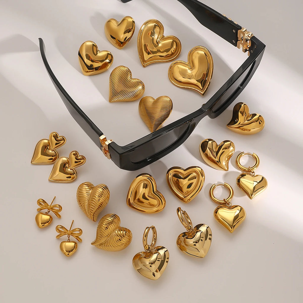 Mini Heart Stud Earrings — Stainless Steel · PS063