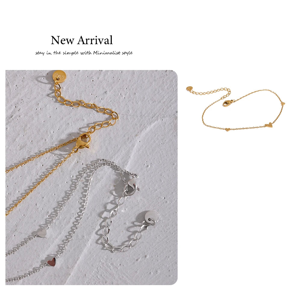 Heart Chain Anklet — Gold-Plated Stainless Steel · PS1660