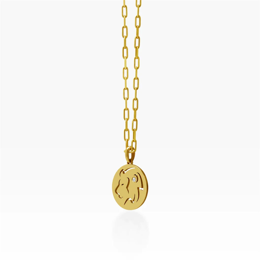 Stainless Steel 12 Constellation Necklace Ins Style Hollow Round Card Necklace Plated with True Gold for Color Protection