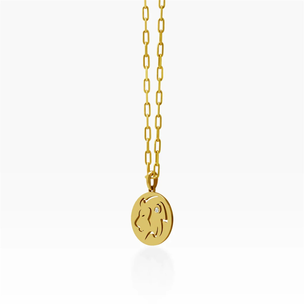 Stainless Steel 12 Constellation Necklace Ins Style Hollow Round Card Necklace Plated with True Gold for Color Protection