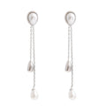 Pearl geometric chain earrings in gold-plated stainless steel with pearl.
