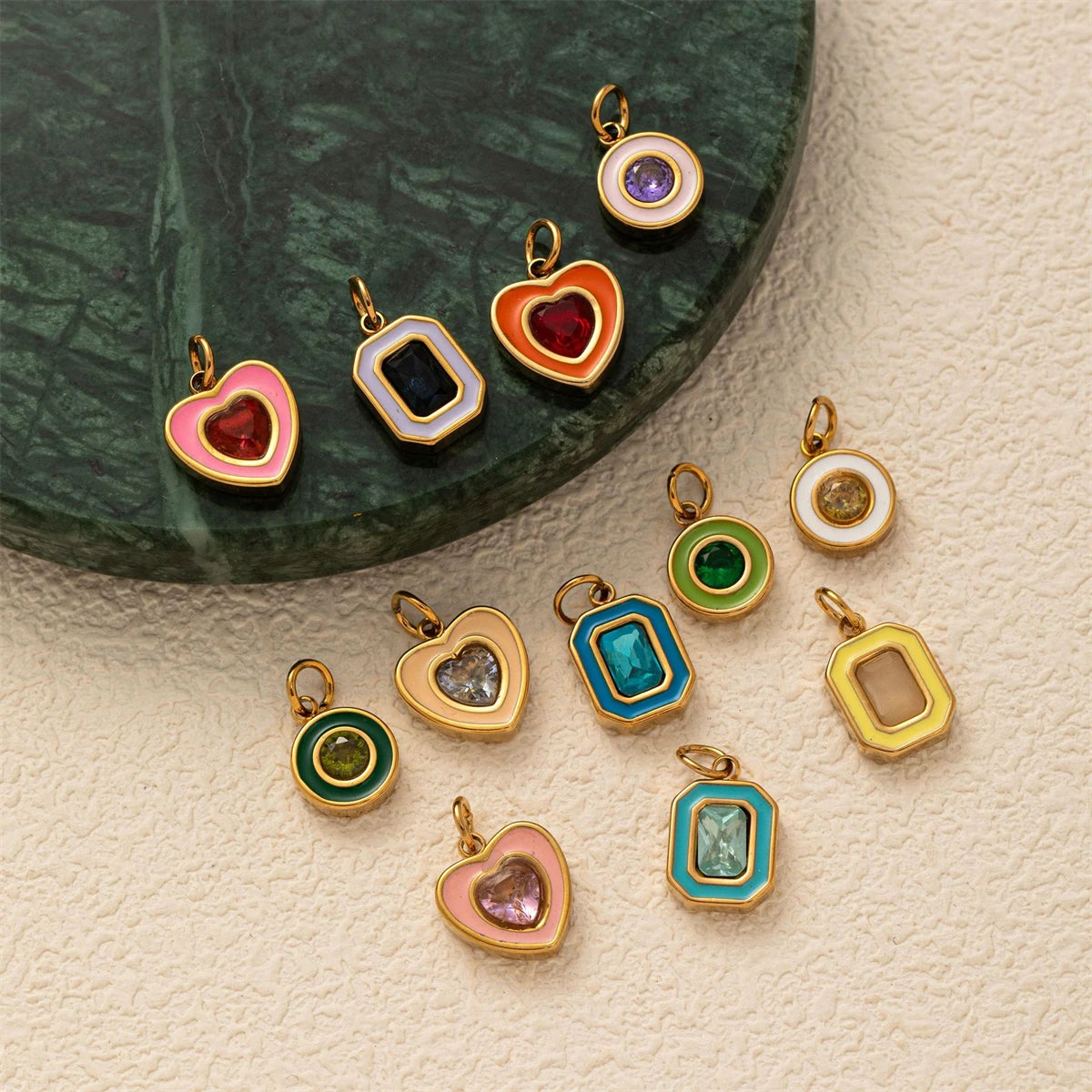 【DIY Pendant】Stainless Steel Birthstone Charm Pendant - PS008