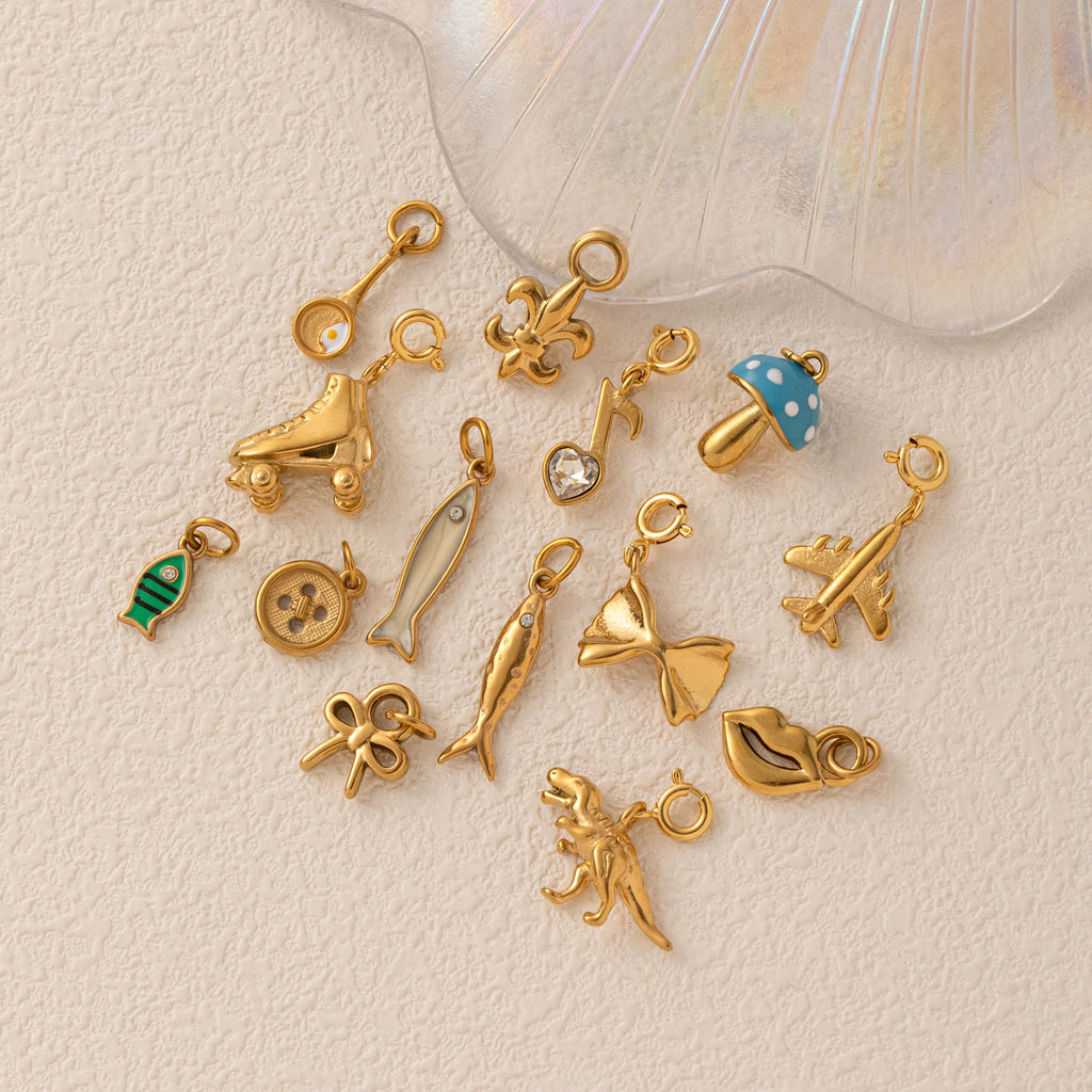 【DIY Pendant】18K Gold Plated Stainless Steel Charm Pendant - PS025
