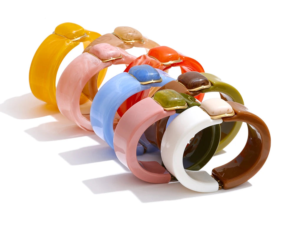 Resin Acrylic Geometric Bracelet — Gold-Plated Stainless Steel with Resin and Acrylic · PS1651