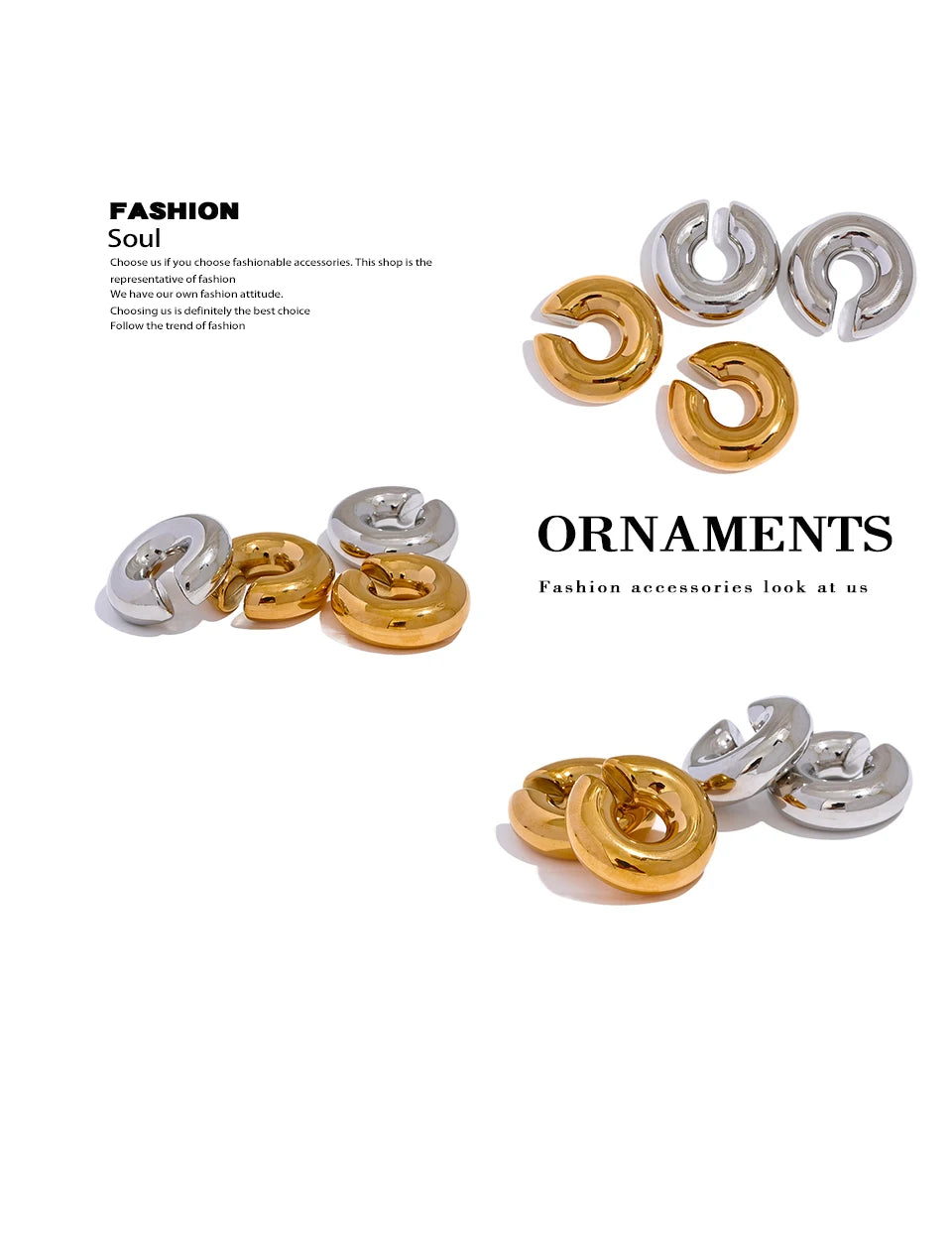 Geometric earrings in gold-plated stainless steel.