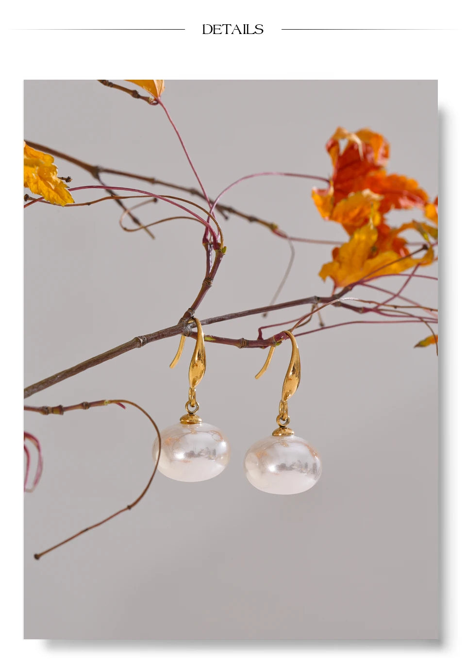Pearl geometric earrings in gold-plated stainless steel with pearl.