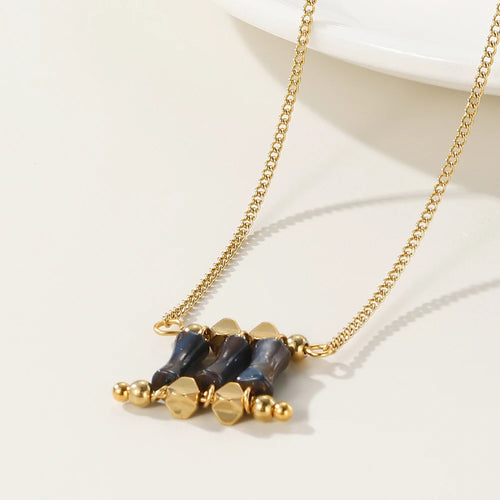 Chain Irregular Acrylic Pendant Necklace — 316L Stainless Steel · PS428