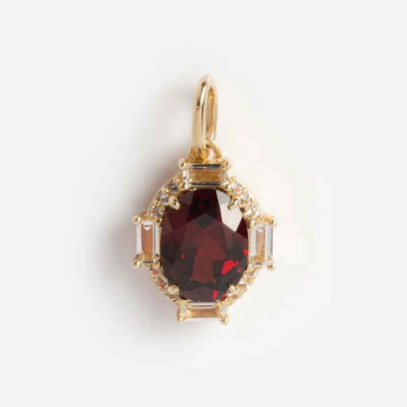 【DIY Pendant】18K Gold Plated Copper Birthstone Charm Pendant - PC010