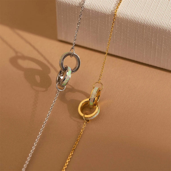 New Opal stainless steel eternal ring asymmetrical splicing bracelet necklace interlocking titanium steel