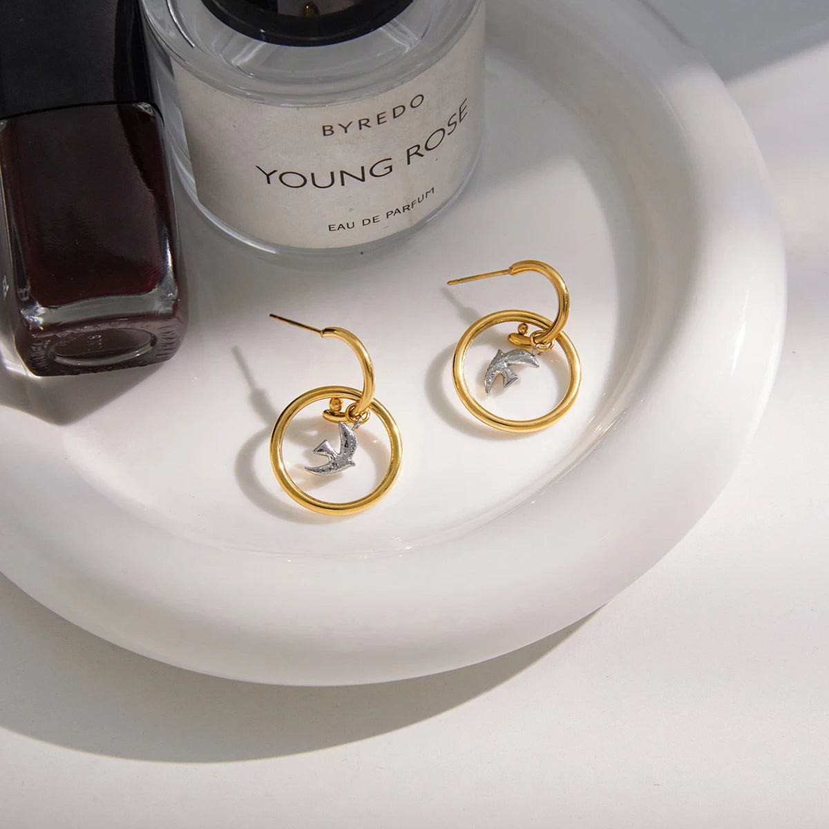 Star Hoop Drop Earrings — Stainless Steel · PS110