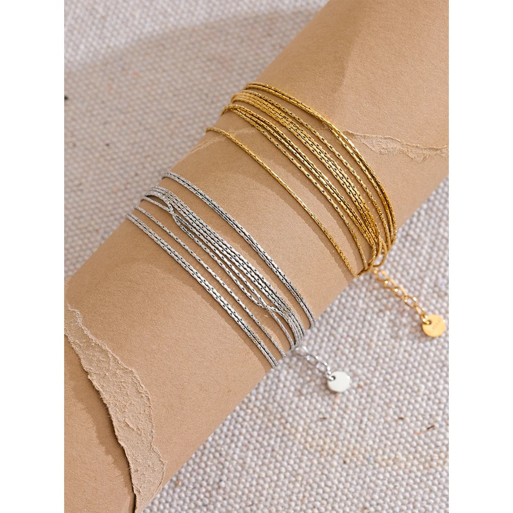 Geometric Chain Layered Bracelet — Gold-Plated Stainless Steel · PS1761