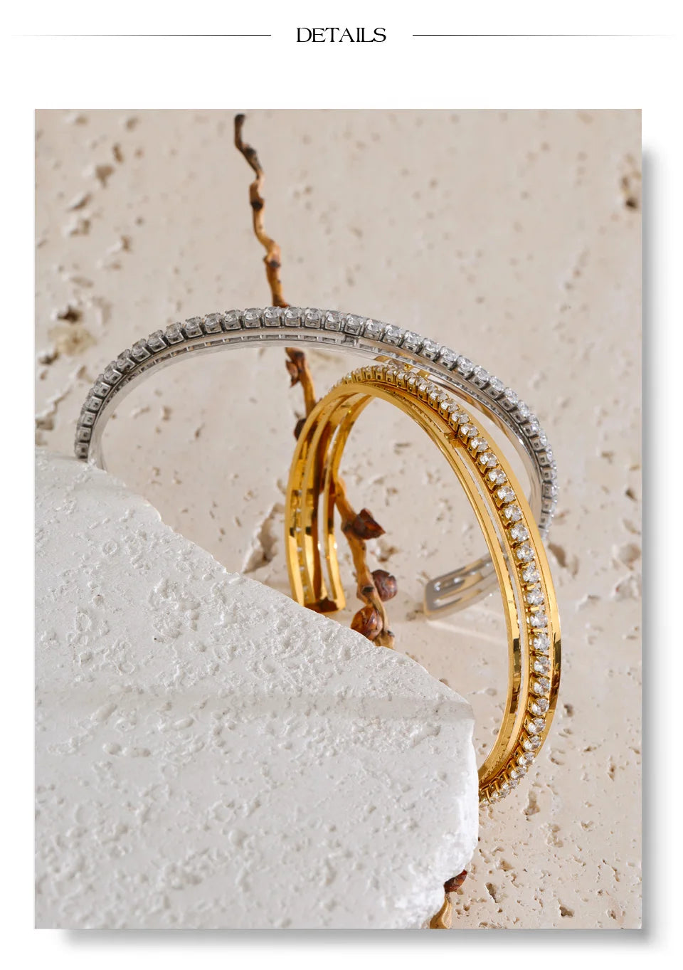 Cubic Zirconia Geometric Bracelet — Stainless Steel with Cubic Zirconia · PS1556
