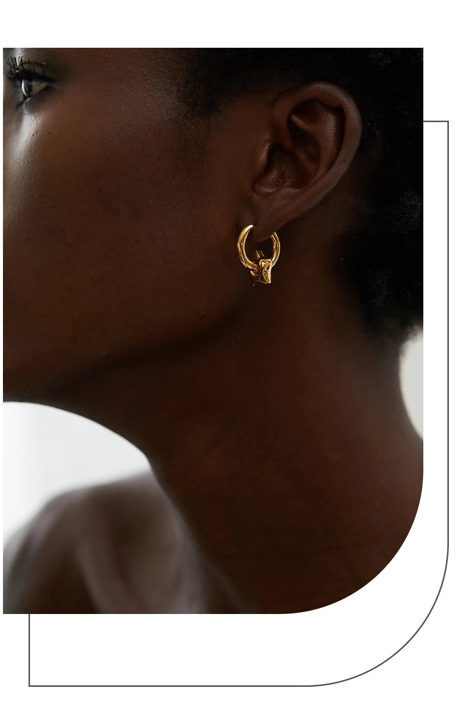 Heart star moon earrings in gold-plated stainless steel.