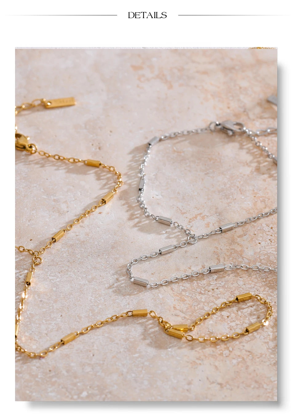 Cubic zirconia geometric chain necklace in gold-plated stainless steel with cubic zirconia.