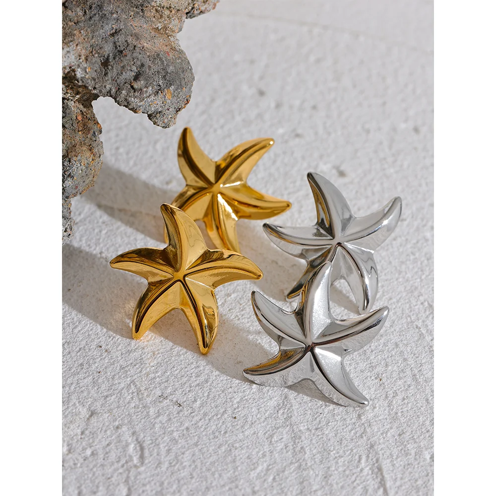 Star earrings in gold-plated 316L stainless steel.