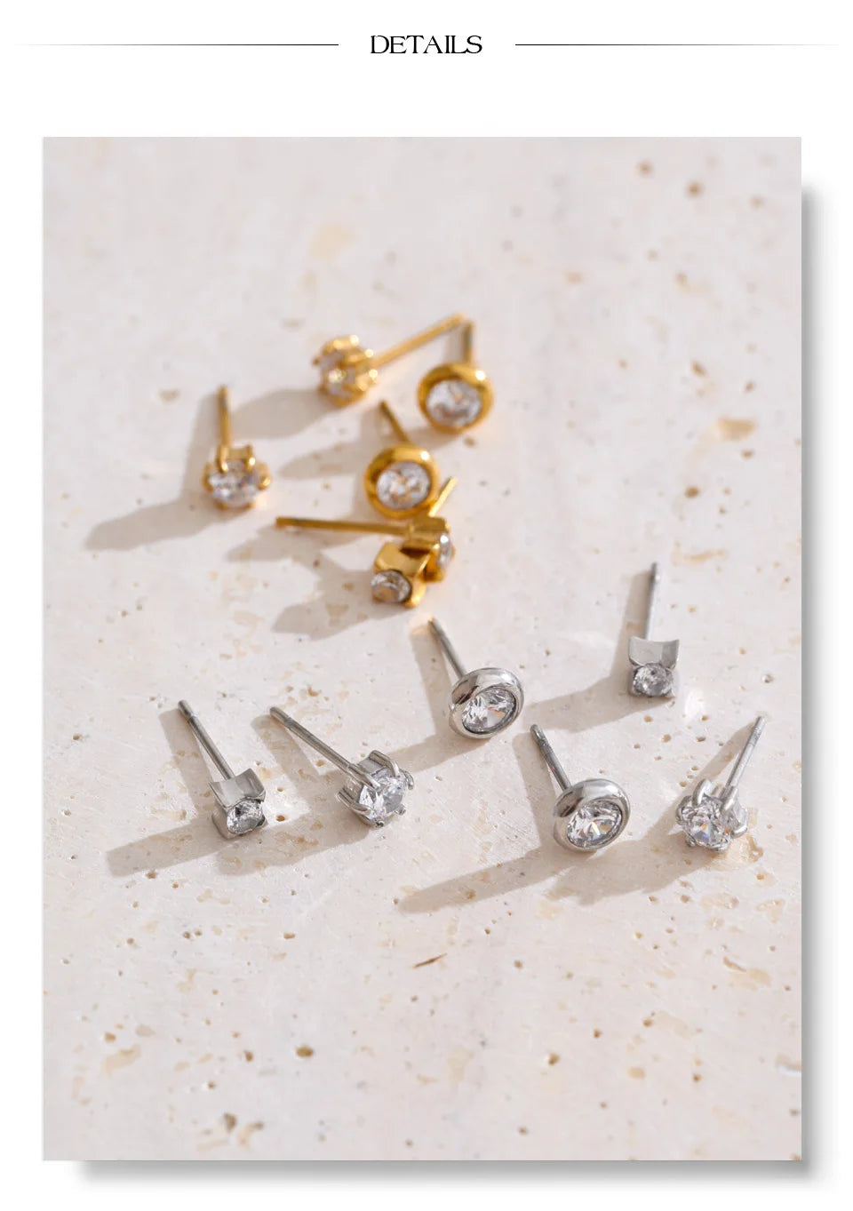 Cubic zirconia geometric earrings in gold-plated stainless steel with cubic zirconia.