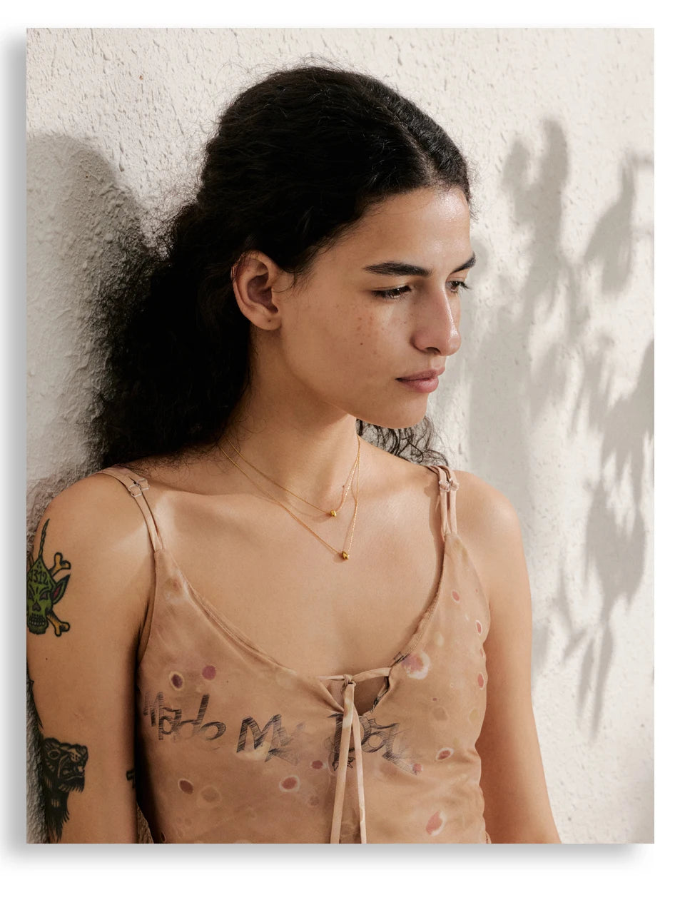 Chain layered necklace in gold-plated stainless steel.
