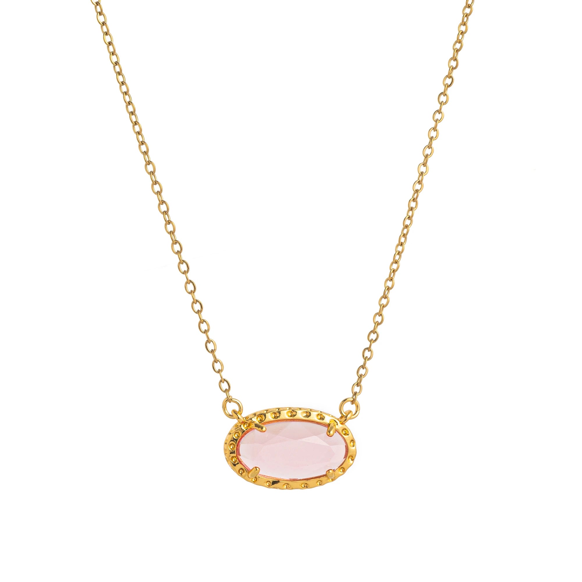 Colorful zircon necklace, natural stone, bone chain, oval, fashionable, popular, niche, personalized jewelry, gold-plated