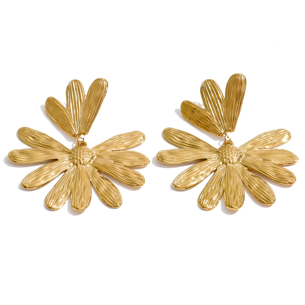 Flower Earrings — Gold-Plated Stainless Steel · PS1213
