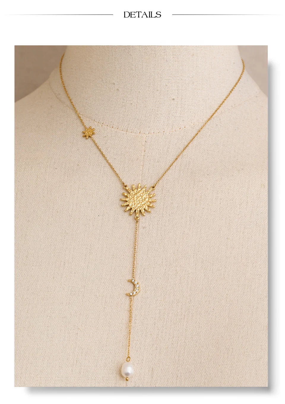 Cubic zirconia freshwater pearl heart necklace in gold-plated stainless steel with freshwater pearl and cubic zirconia.