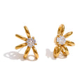 Cubic Zirconia Geometric Earrings — Gold-Plated Stainless Steel with Cubic Zirconia · PS1425