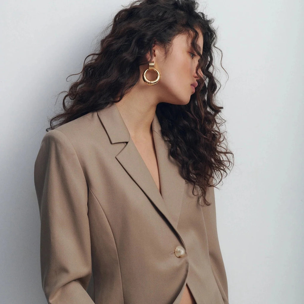 Two-Tone Ring Drop Earrings — 18K Gold Plated · PA010