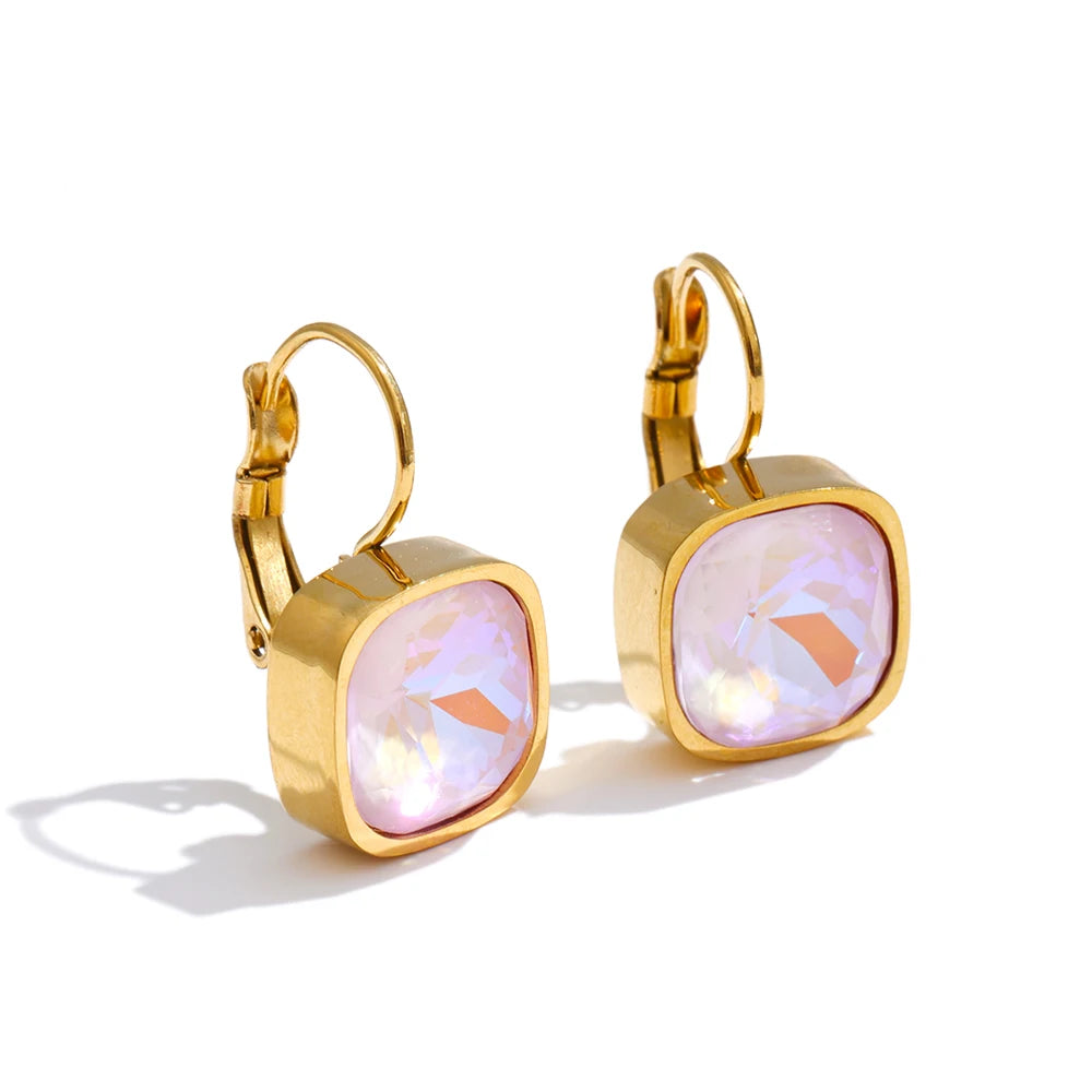 Crystal Multi-Color Geometric Earrings — Gold-Plated Stainless Steel with Crystal · PS1946