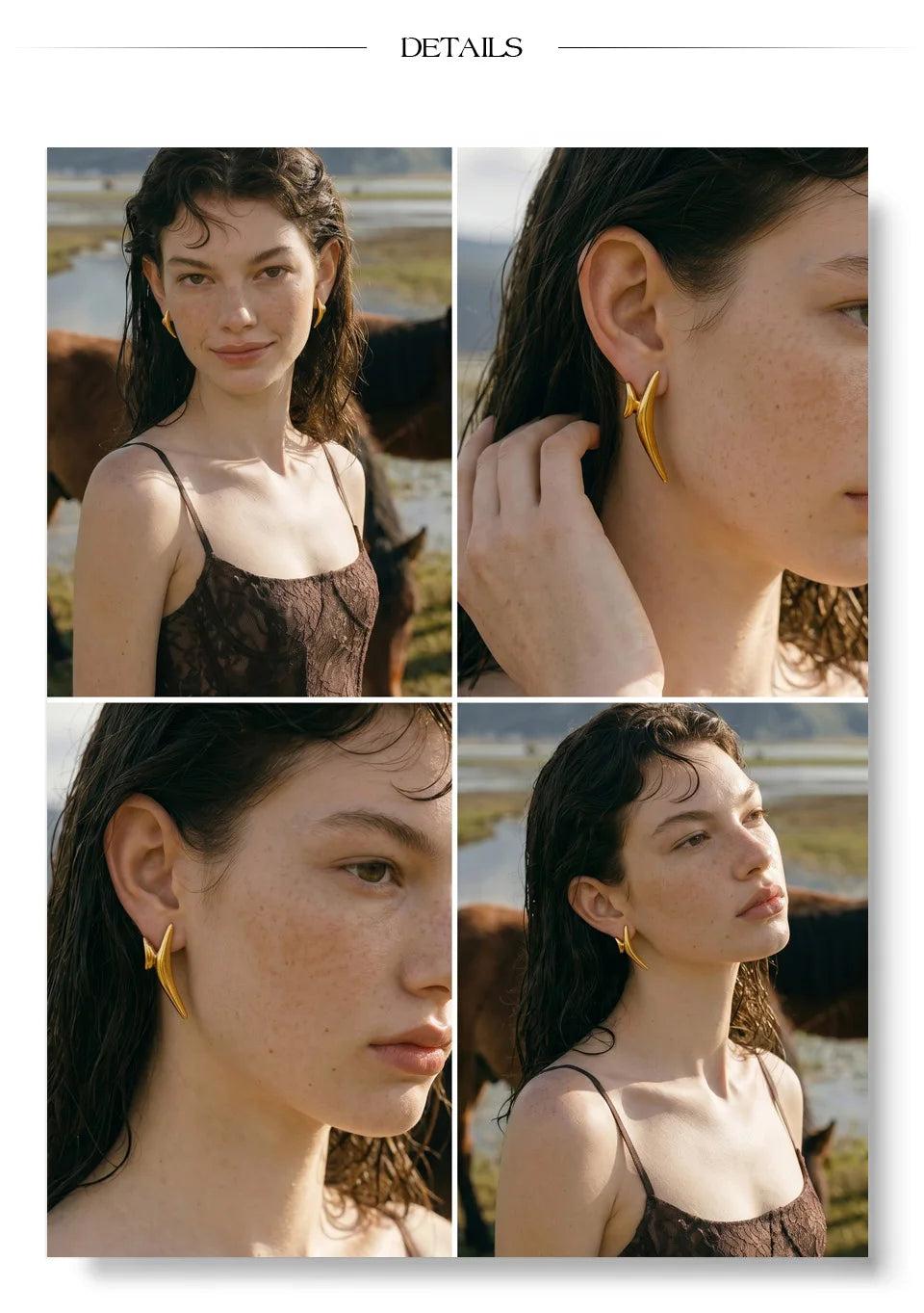 Geometric earrings in gold-plated stainless steel.