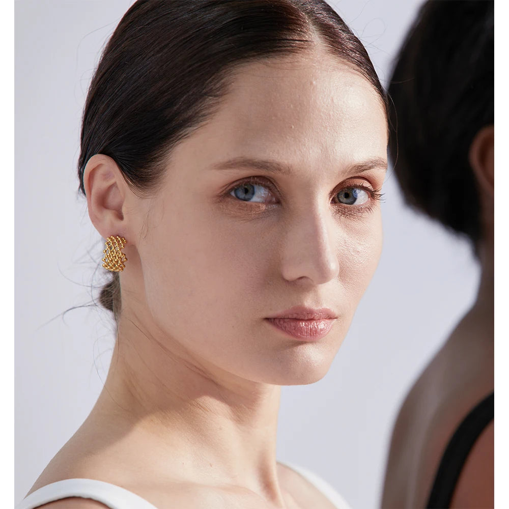 Geometric Earrings — Gold-Plated Stainless Steel · PS1597