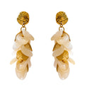 Gold-plated stainless steel earrings with resin, featuring a large pearl cluster and smaller pearls.