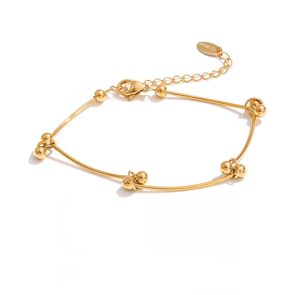 Minimalist Geometric Chain Bracelet — Gold-Plated Stainless Steel · PS1033