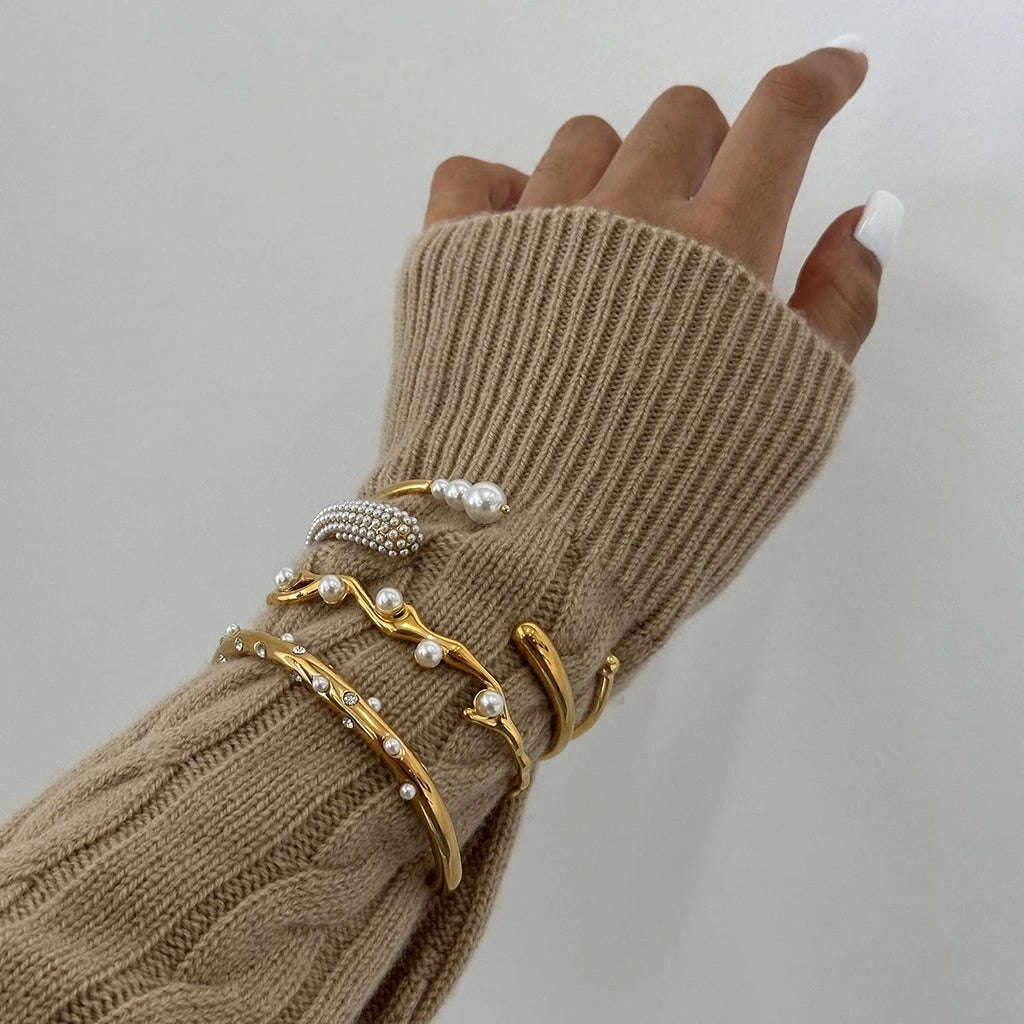 Pearl Open Bracelet — Stainless Steel · PS335