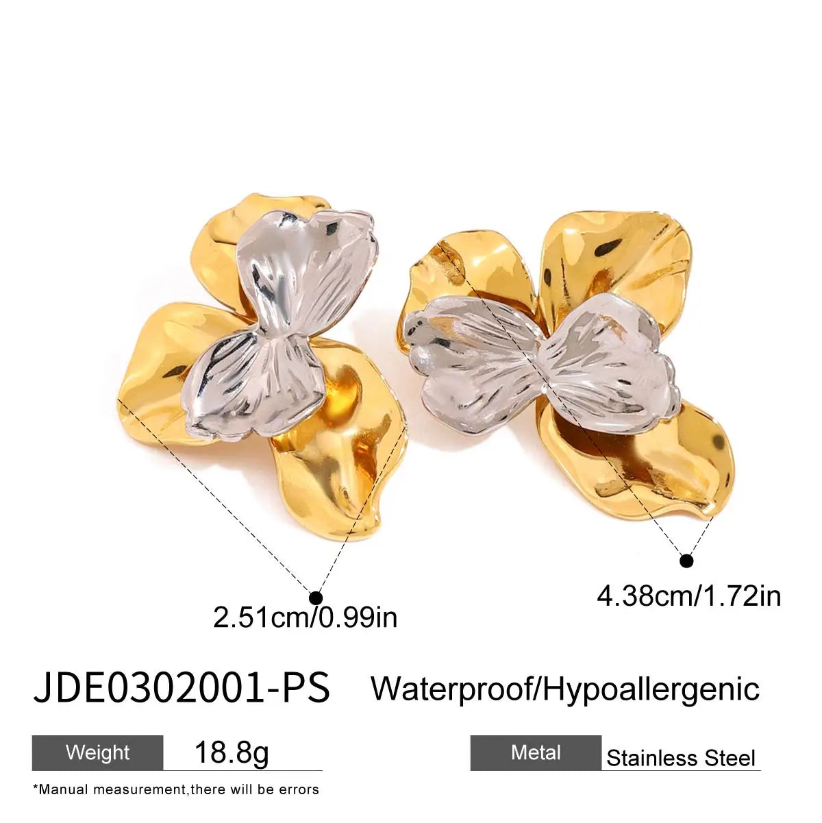 Floral Statement Earrings — Stainless Steel · PS059