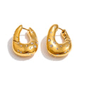 Cubic Zirconia Geometric Earrings — Gold-Plated Stainless Steel with Cubic Zirconia · PS1492
