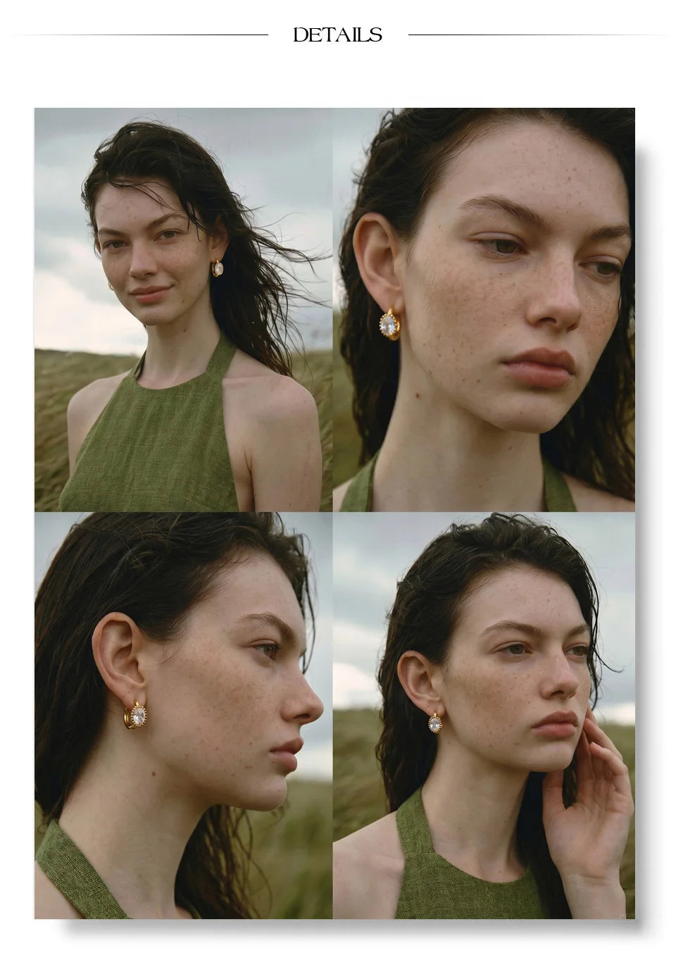 Cubic Zirconia Geometric Earrings — 14K Gold-Plated Stainless Steel with Cubic Zirconia · PS1431