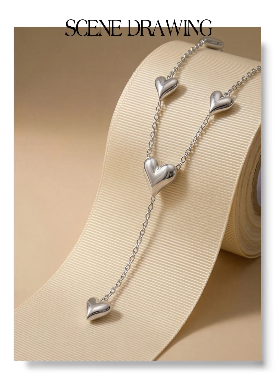 Heart chain necklace in gold-plated stainless steel.
