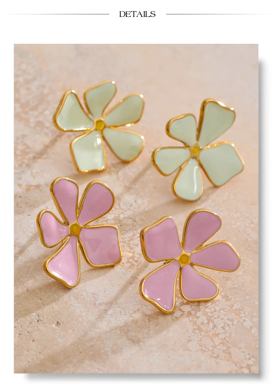 Flower earrings in gold-plated stainless steel.