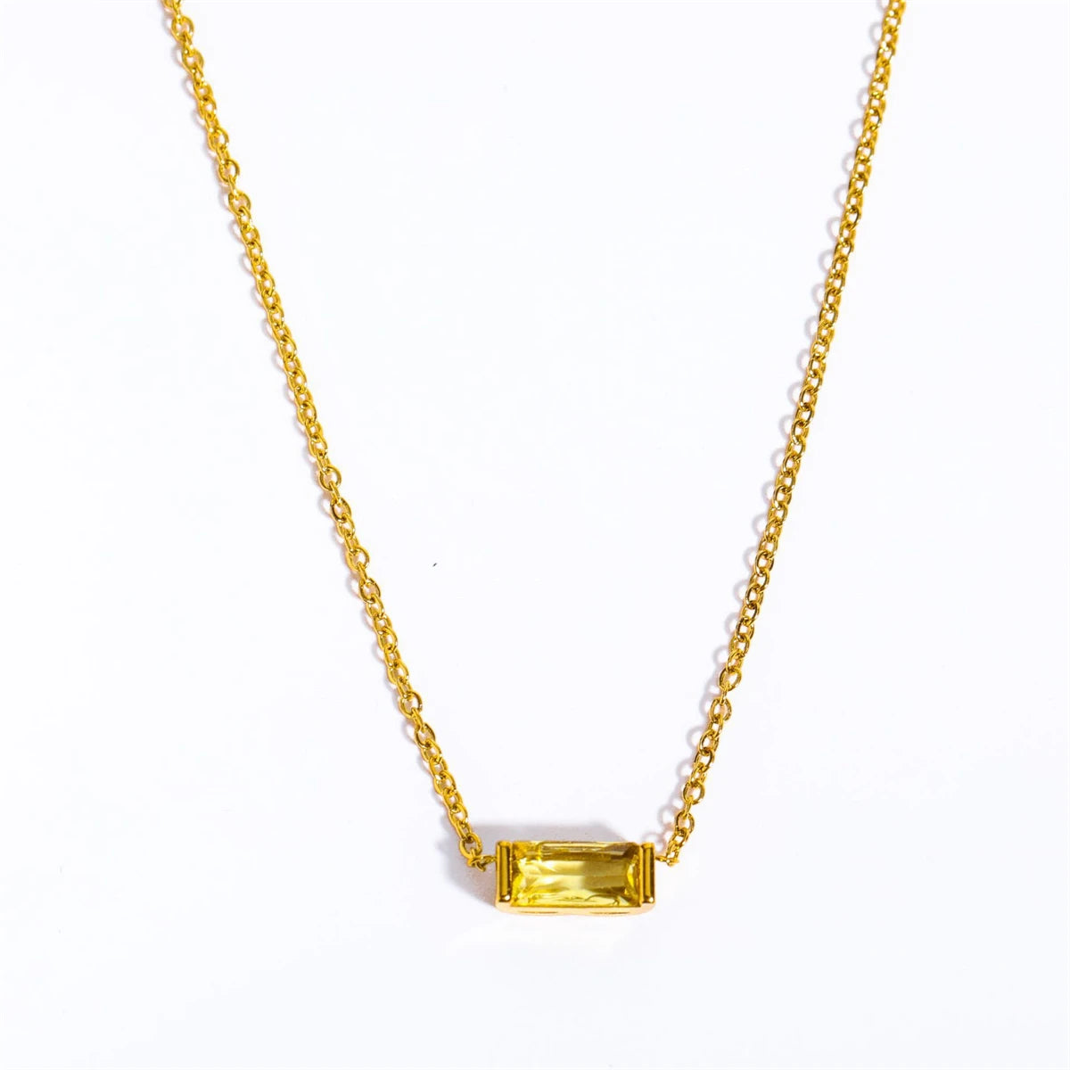 Twelve Month Birthday Stone Necklace 12 Birthday Stone Zircon Necklace Decoration Moon Stone Ladies Stainless Steel