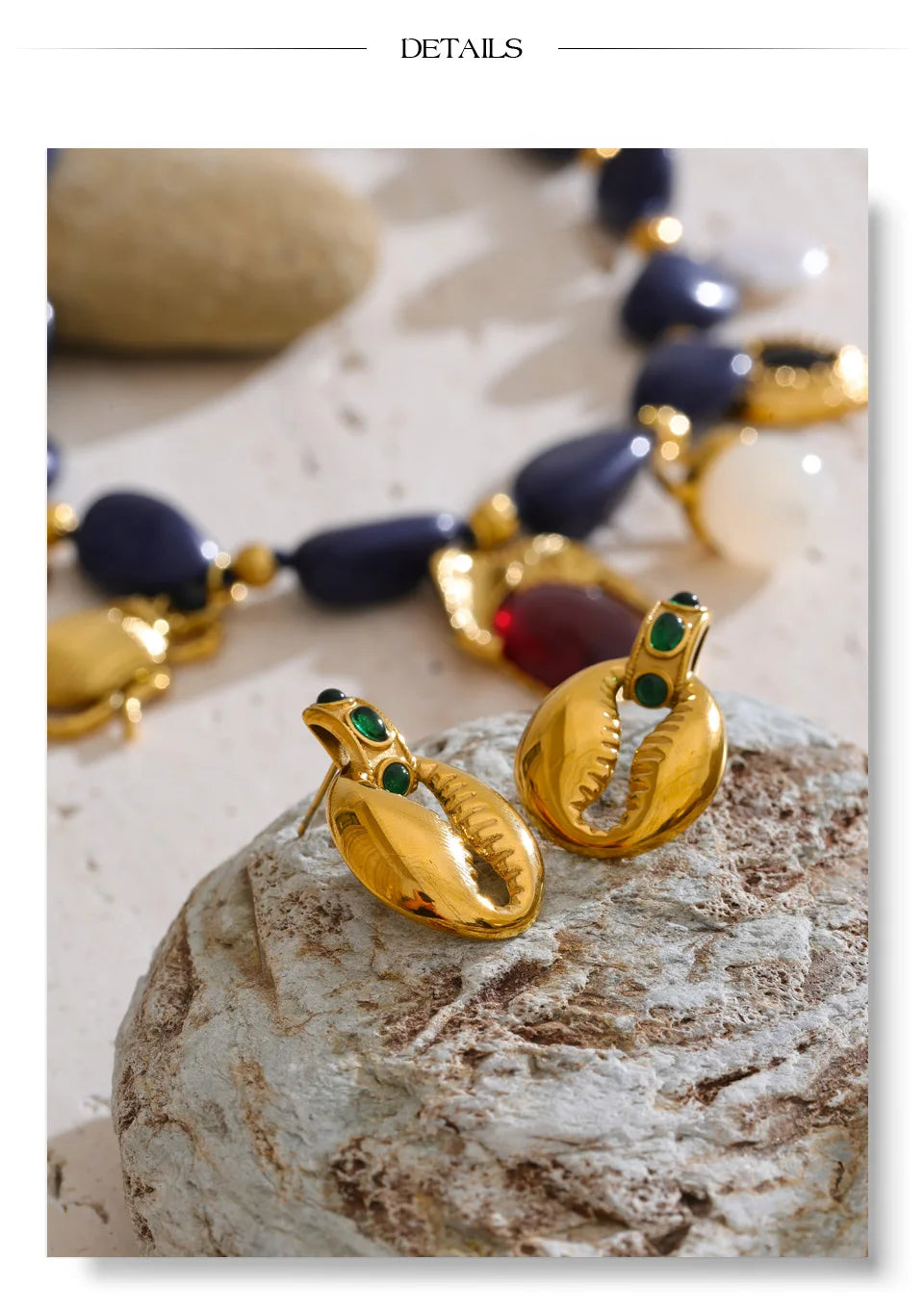 Blue Pearl Acrylic Earrings — Gold-Plated Stainless Steel with Pearl and Acrylic · PS2013