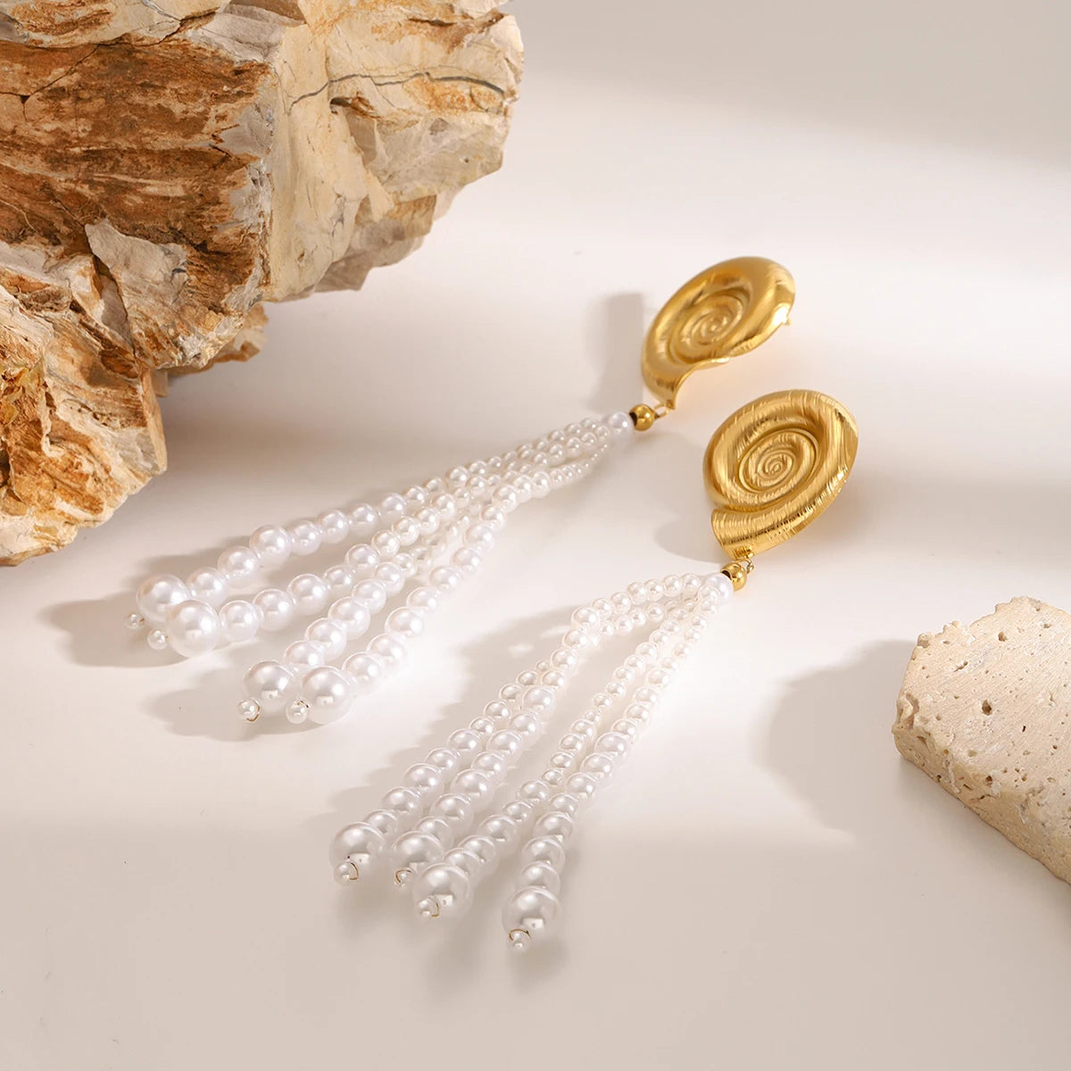 Pearl Tassel Ocean Earrings — Stainless Steel · PS077