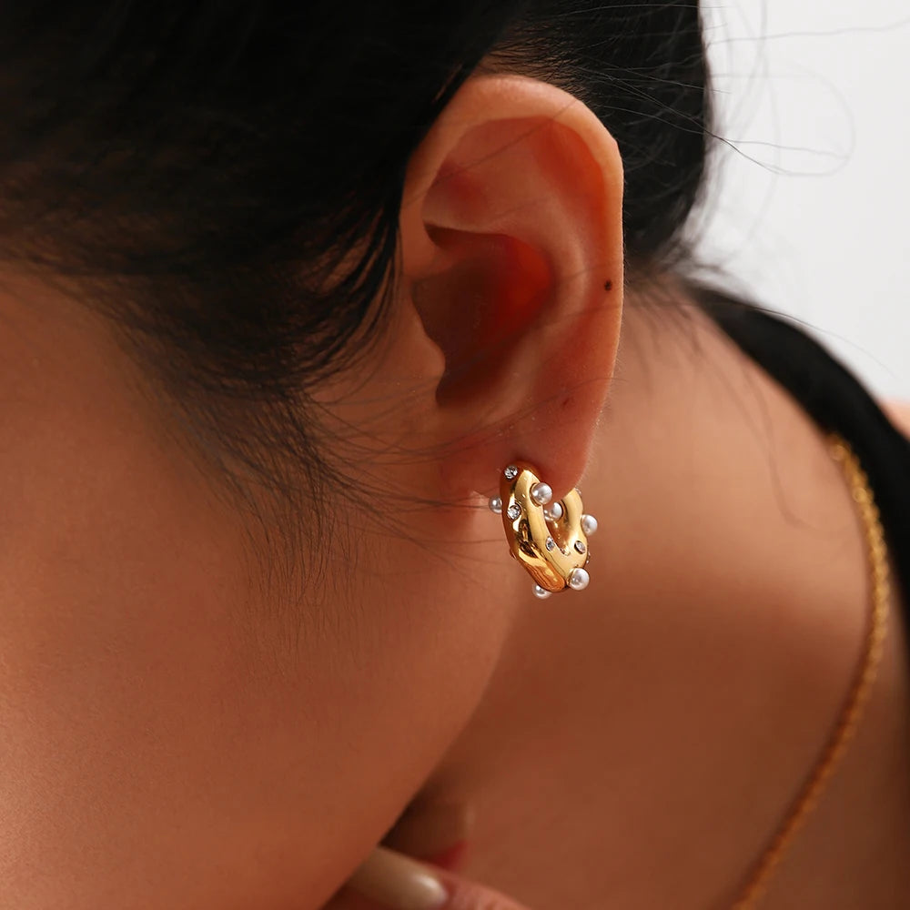 Color CZ Hoop Earrings — Stainless Steel · PS053