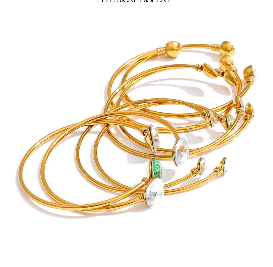 Crystal Geometric Bracelet — Gold-Plated Stainless Steel with Crystal · PS1121