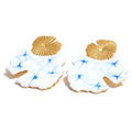 White enamel flower earrings in gold-plated stainless steel with enamel.