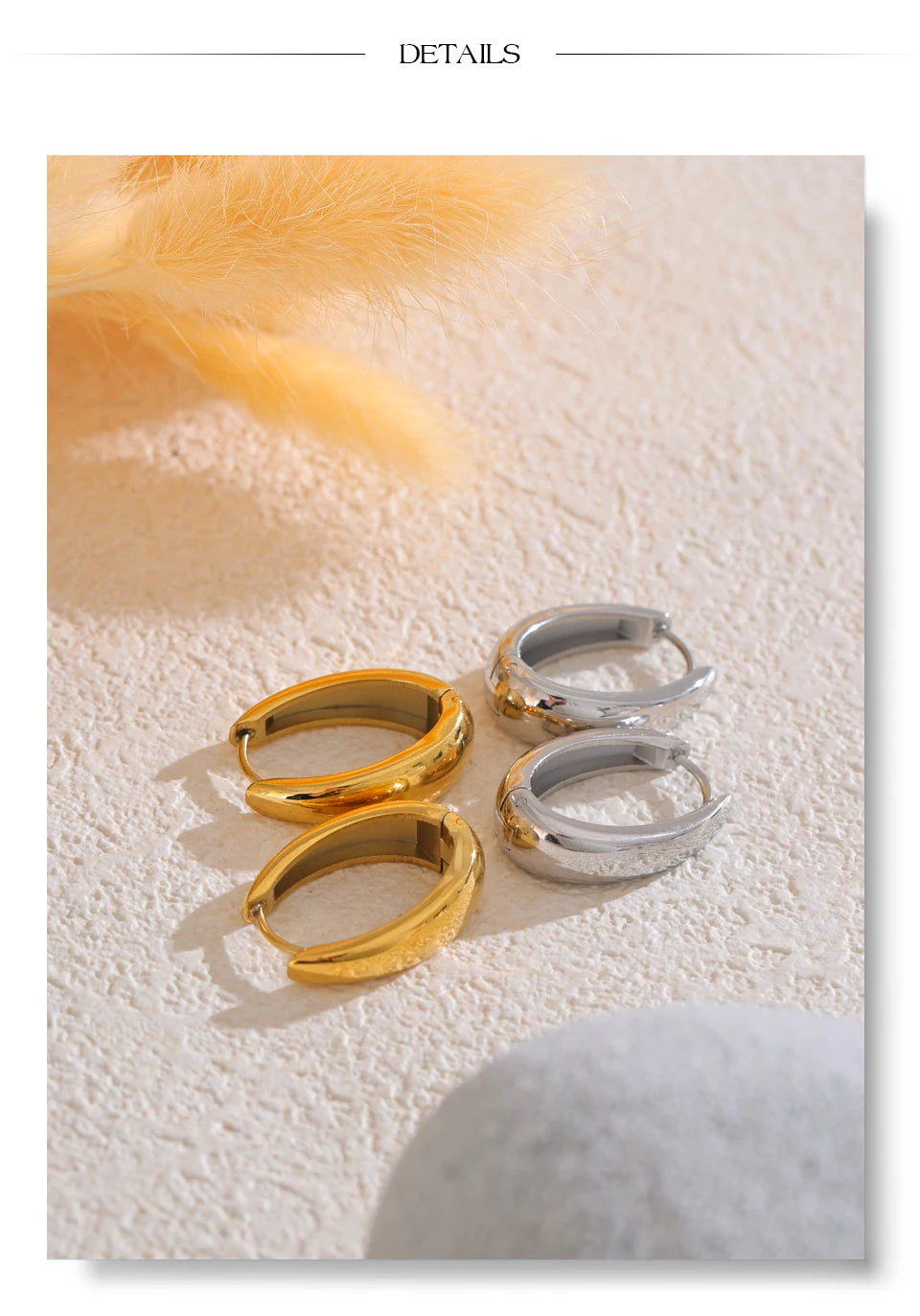 Geometric earrings in gold-plated 316L stainless steel.