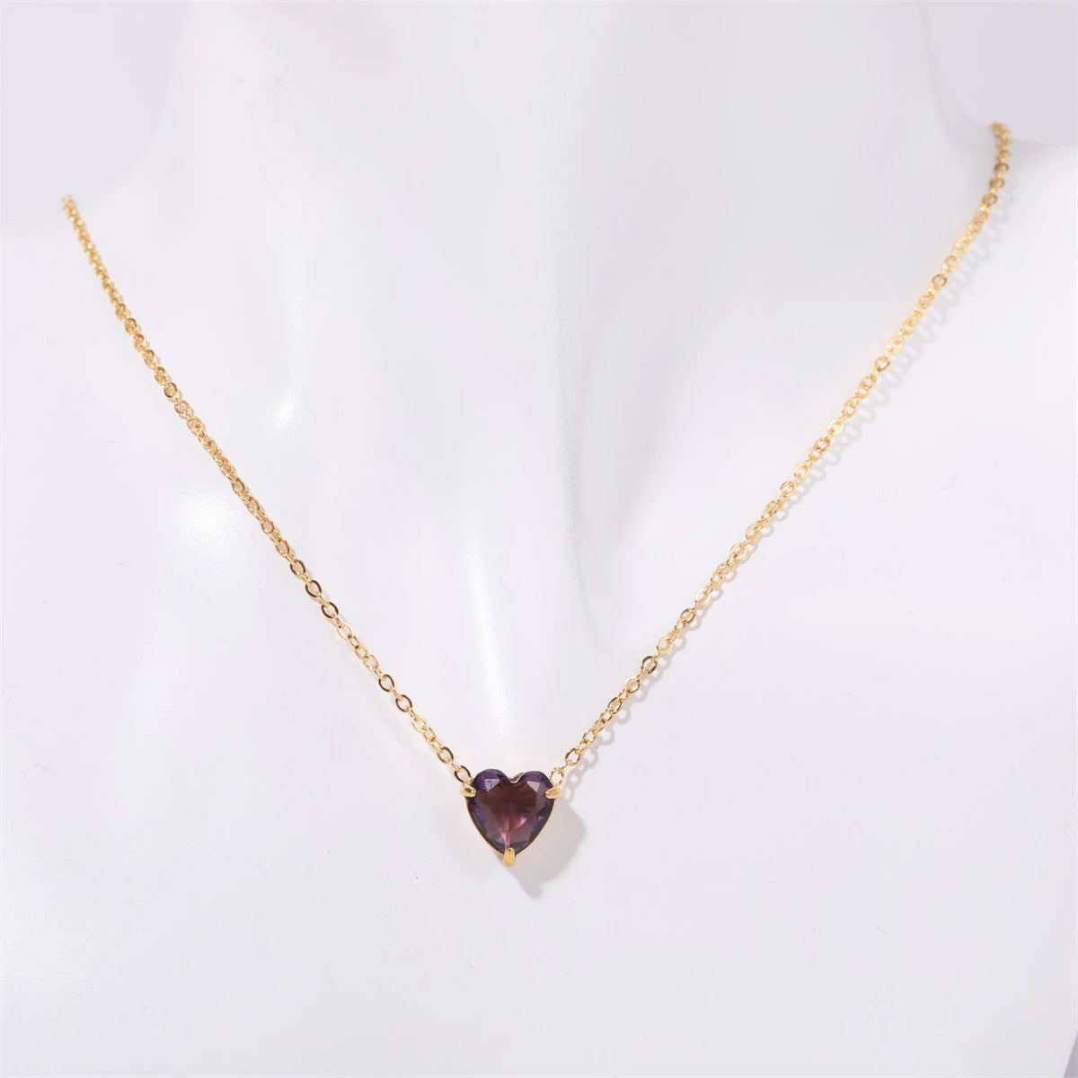 Stainless Steel Twelve Birthday Stone Necklace Love Pendant Necklace Month Stone